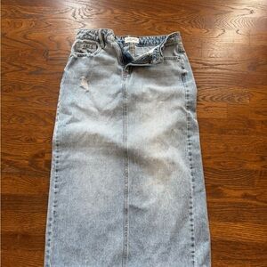 Carly Jean Los Angeles Distressed Light Blue Jean Skirt